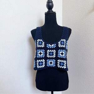 Sincerely Jules Crotchet Cropped Top Blue Size Medium